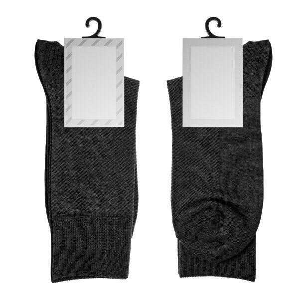 白色背景上的新袜子。带空白标签的黑袜子图片下载
