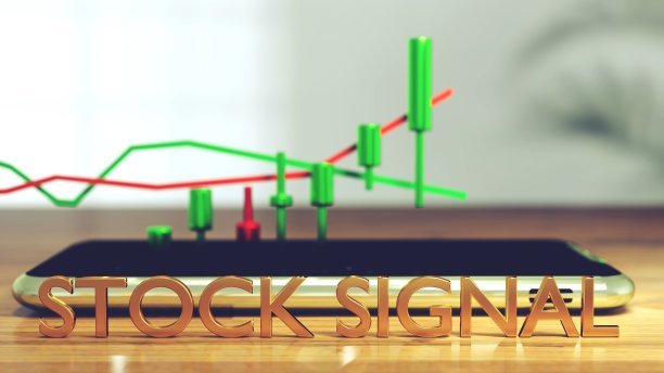 股票信号，移动外汇交易- 3d渲染插画图片下载