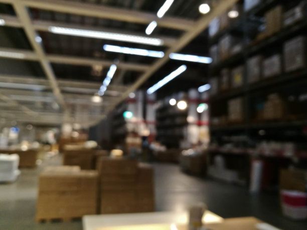 散焦模糊场景自助家具仓库店图片下载