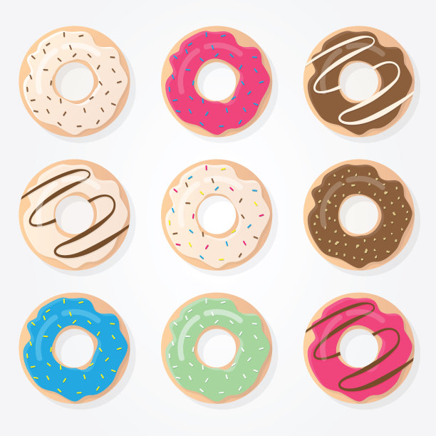 一套彩色的甜甜圈图片下载