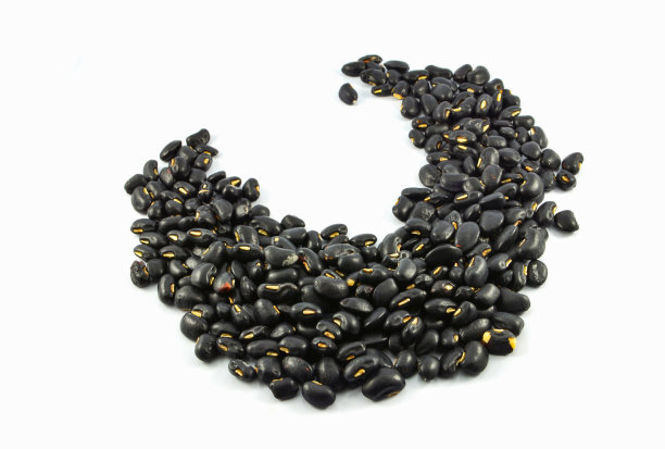 在白色背景下孤立的黑豆图片下载