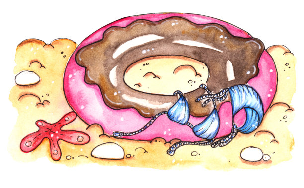 手绘水彩夏季卡孤立的白色背景。图片下载