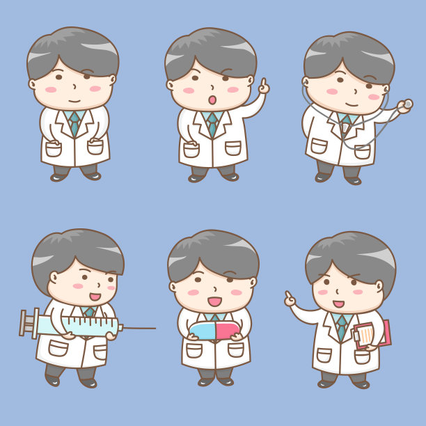 设计元素向量可爱的医生卡通人物。卡哇伊卡通人物设计。医生,医生。图片下载