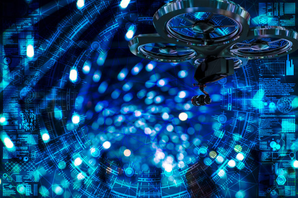 无人驾驶飞机在离焦的新加坡拍摄图片下载