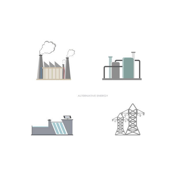 工业建筑，化工厂，能源站，电厂，能源制造建筑，收集空气和环境污染的概念图片下载