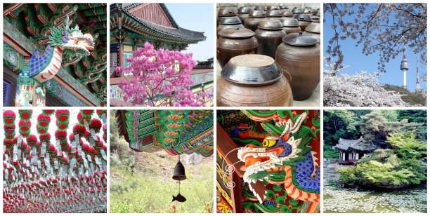 韩国旅游照片拼贴图片下载
