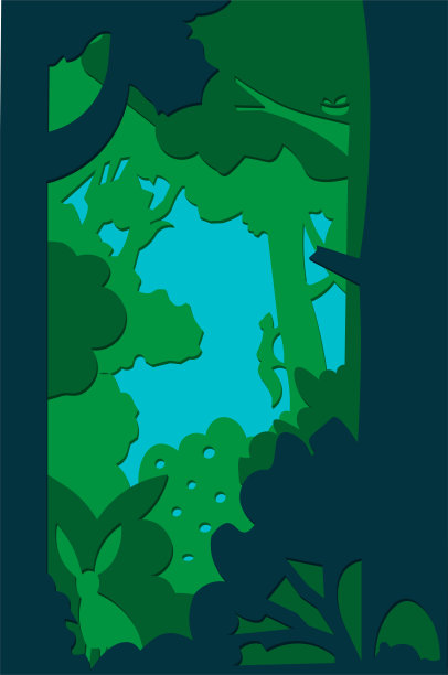 森林里的复活节兔子。纸艺术设计图片下载