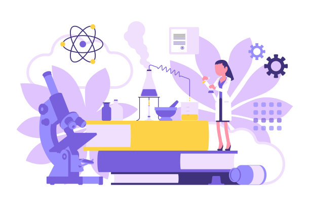 研究烧瓶的女科学家素材图片