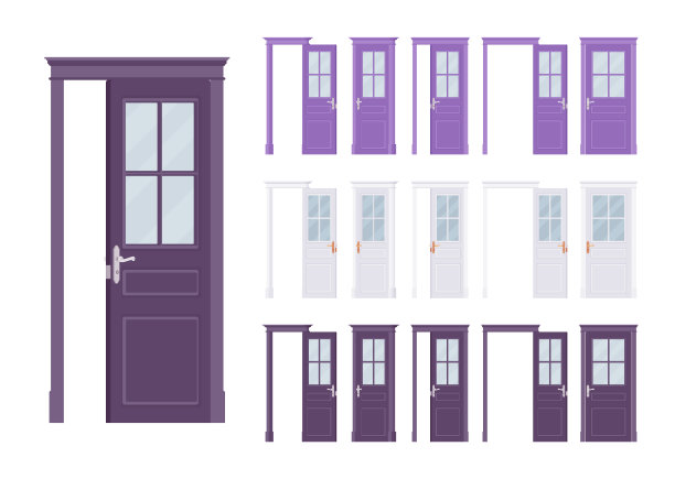 门古典设置，木质半玻璃，建筑入口，房间图片下载