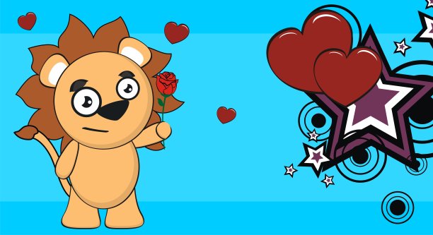 可爱的卡哇伊狮子卡通背景图片下载