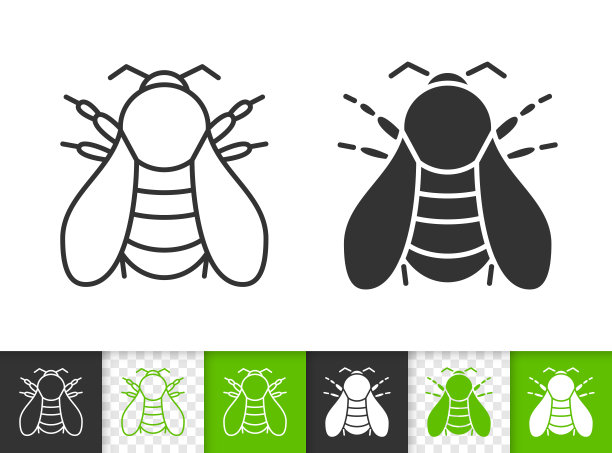 大黄蜂昆虫简单的黑线矢量图标图片下载