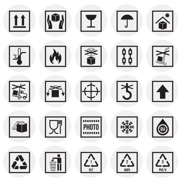 包装符号图标圈白色背景图形和网页设计。简单的矢量信号。网站按钮或手机应用的互联网概念符号。图片下载