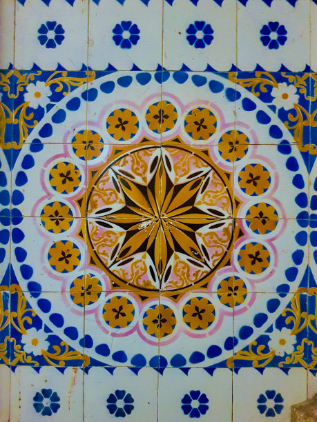 五颜六色的复古瓷砖图片下载