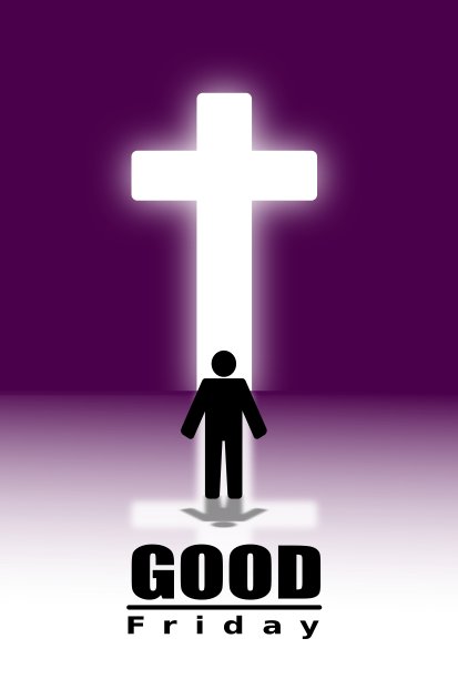 耶稣受难日，十字架下的人影图片下载