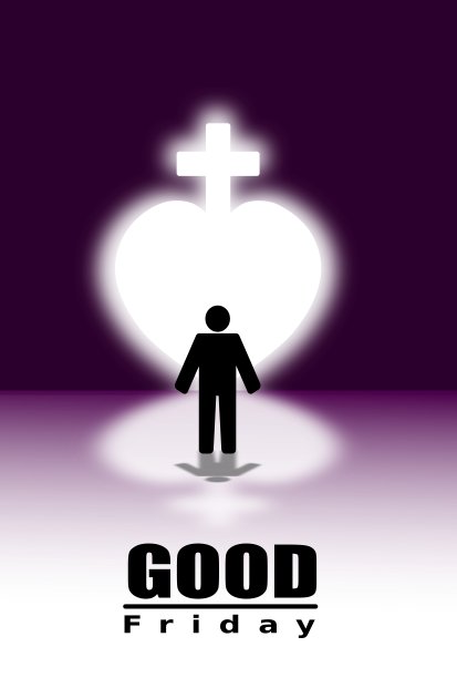 耶稣受难日，十字架下的人影图片下载