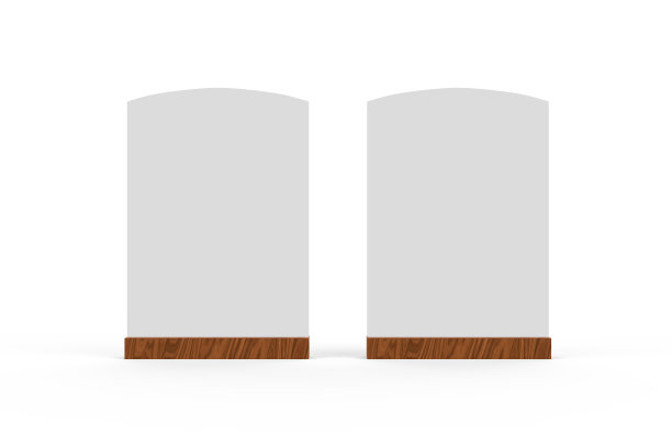 木质桌谈器模拟模板在孤立的白色背景，木制黑板桌谈器用于菜单栏和餐厅，3d插图图片下载