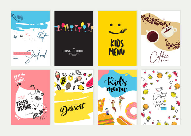 一套餐厅菜单，宣传册，传单设计模板图片下载