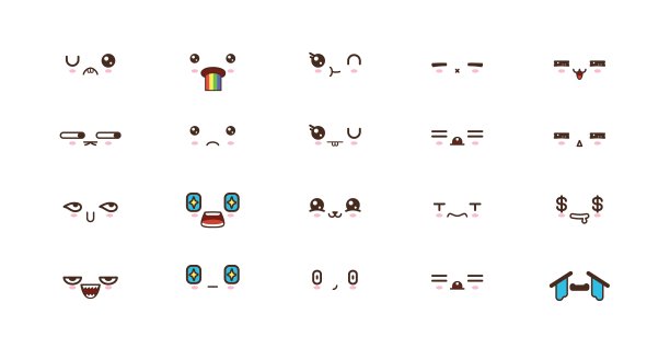 可爱的微笑表情。日本emoji素材图片
