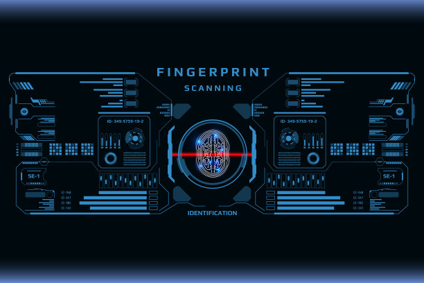 未来的指纹扫描仪识别保护仪表板。图片下载