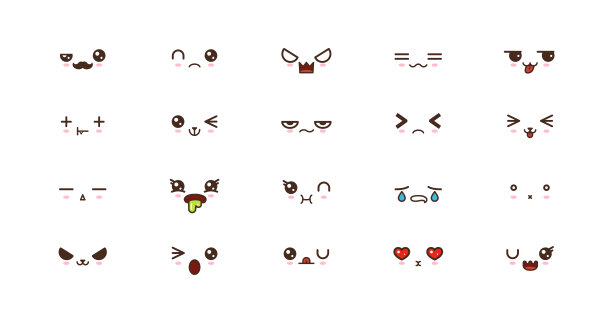 卡哇伊的微笑表情符号。日本emoji素材图片