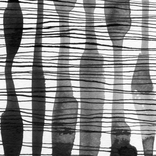 抽象水墨山水手绘插画。图片下载