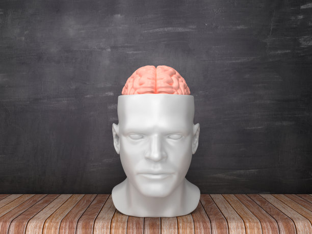 人脑与黑板背景- 3D渲染图片下载