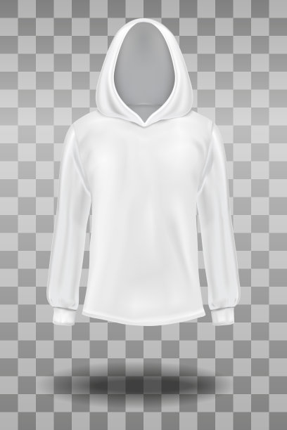 白色连帽运动衫模型模板。图片下载