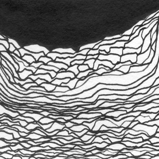 抽象水墨山水手绘插画。图片下载