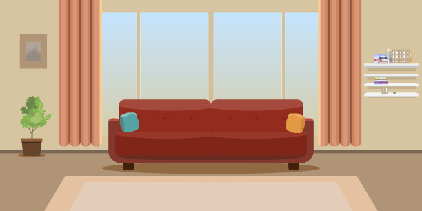 一个大客厅的内部。现代时尚的平面设计。矢量插图。图片下载