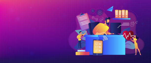 注重健康的物联网办公桌概念标题。图片下载