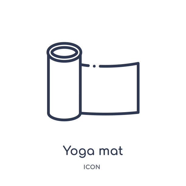线性瑜伽垫图标从健康大纲集合。细线瑜伽垫图标孤立在白色的背景。瑜伽垫时尚插画图片下载