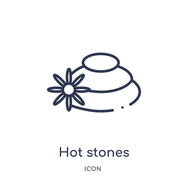 线性热石图标从住宿大纲收集。细线热石头图标孤立在白色的背景。热石时尚插画图片下载