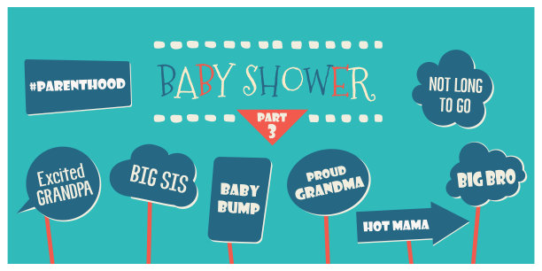 婴儿淋浴照相亭道具矢量元素图片下载