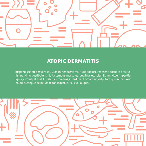 特应性皮炎的概念背景在线条风格与地方为文本图片下载