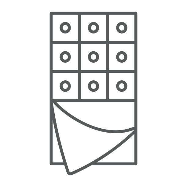 巧克力细线图标，食物和甜点，可可标志，矢量图形，白色背景上的线性图案。图片下载