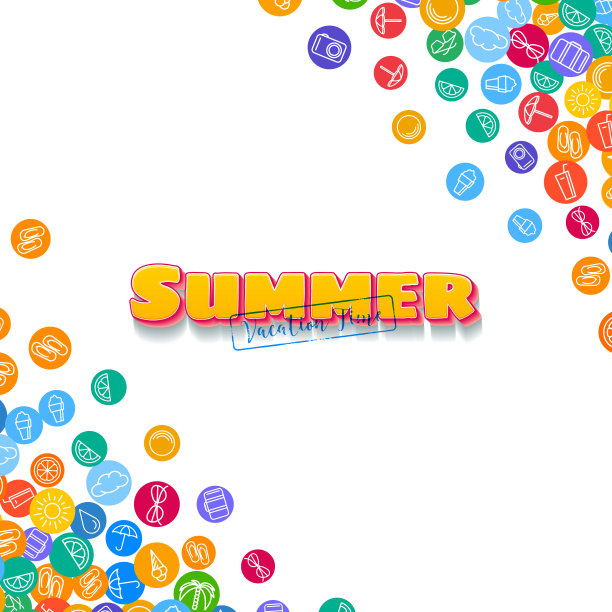 假期背景与分散的夏季图标图片下载
