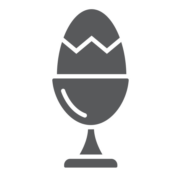 水煮蛋象形图标，食物和鸡肉，早餐标志，矢量图形，白色背景上的固体图案。图片下载
