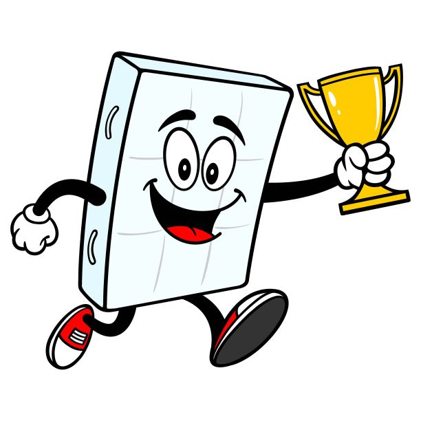 床垫吉祥物跑与奖杯图片下载