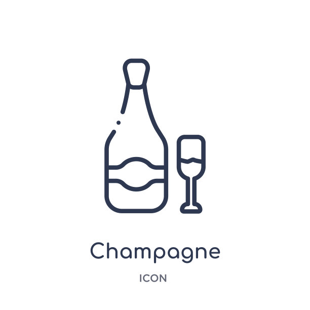 线性香槟图标从酒店轮廓集合。细线香槟图标孤立的白色背景。香槟潮流插画图片下载