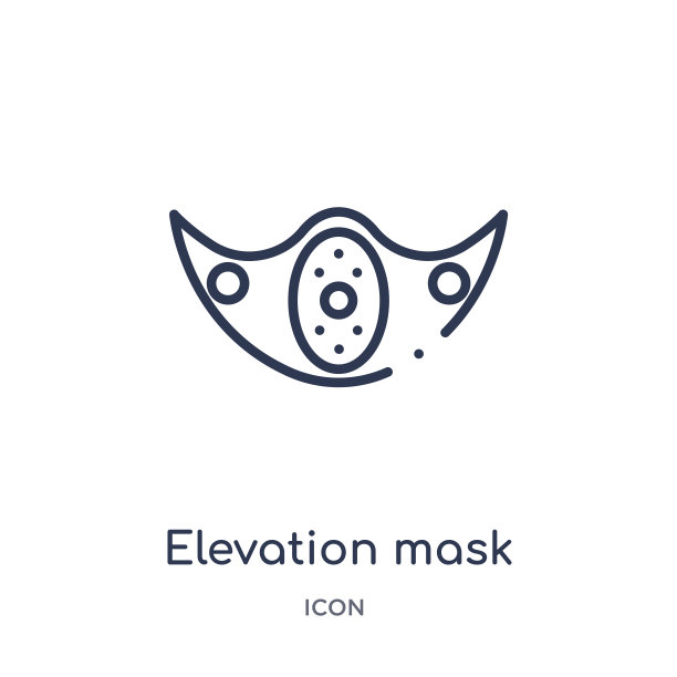 线性抬高面具图标从健身房和健身轮廓收集。细线抬高蒙版图标孤立在白色背景上。仰角面具潮流插画图片下载