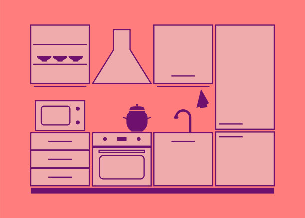 厨房家具集。素材图片