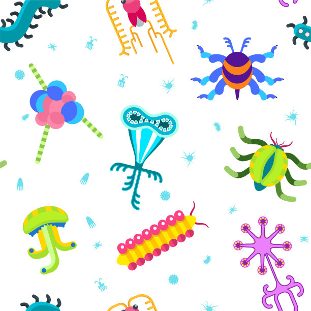 最简单微生物的无缝模式。细菌学研究细菌和病毒的科学图片下载