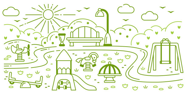 带有操场设备和自然元素的横幅概念图片下载