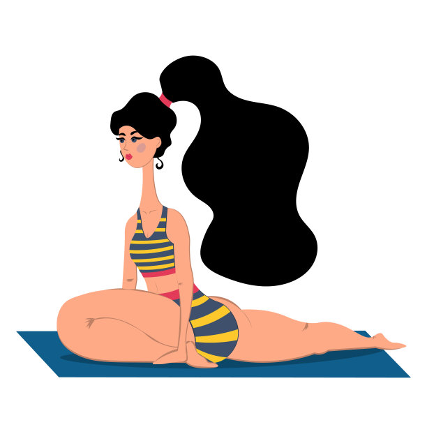 这个女孩在垫子上练习瑜伽。瑜伽姿势。运动和健康的生活方式。图片下载