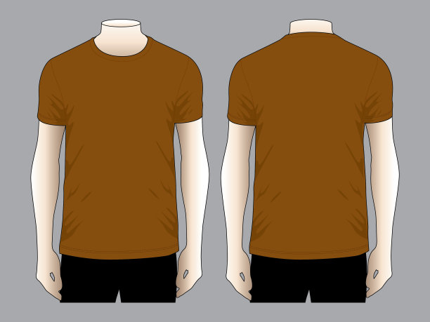 棕色t恤矢量模板图片下载