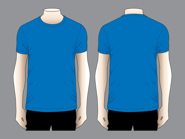 蓝色t恤向量模板图片下载