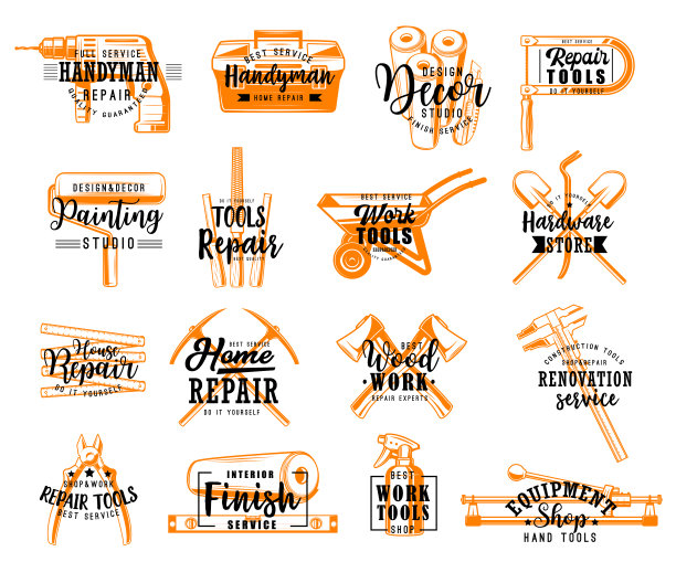 修理和翻新工具，素描刻字图片下载