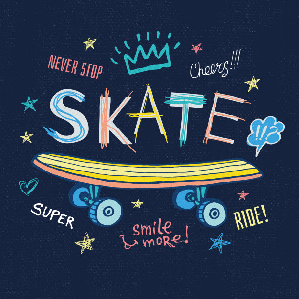 滚轴，女孩，骑，滑板素描风格涂鸦酷字母口号t恤设计打印海报你好夏天。手绘矢量插图。图片下载