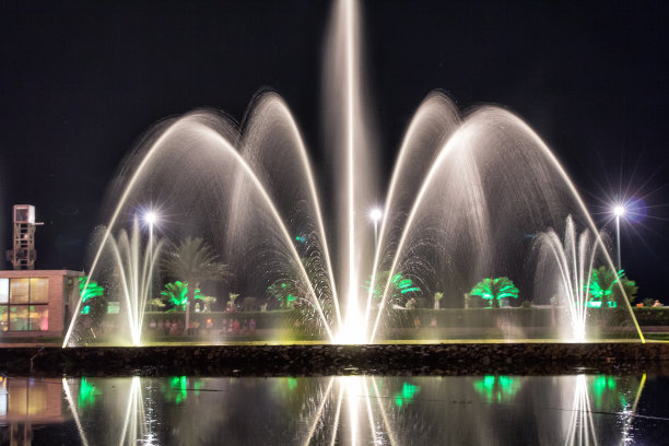 灯光音乐喷泉。阿扎拉首都巴统的夜晚。乔治亚州图片下载
