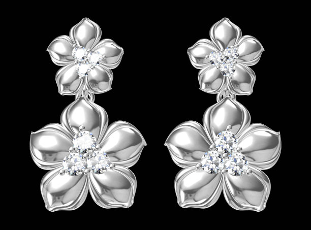 耳环上的黑色背景。3d渲染图片下载